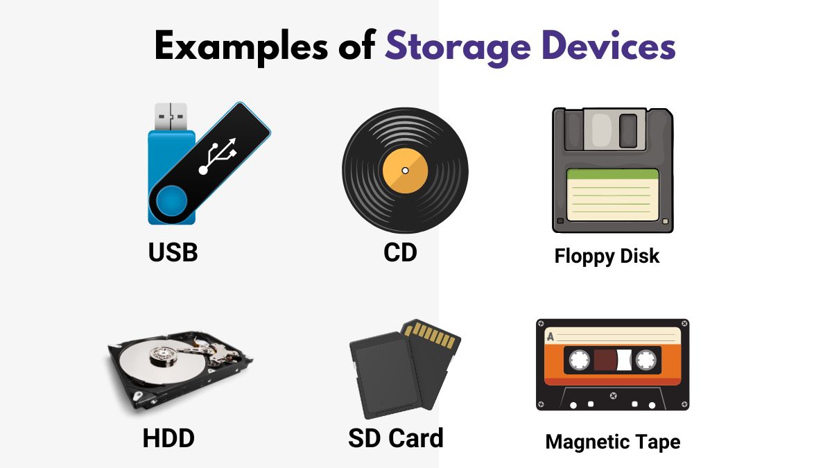 image showing Examples of Storage Devices